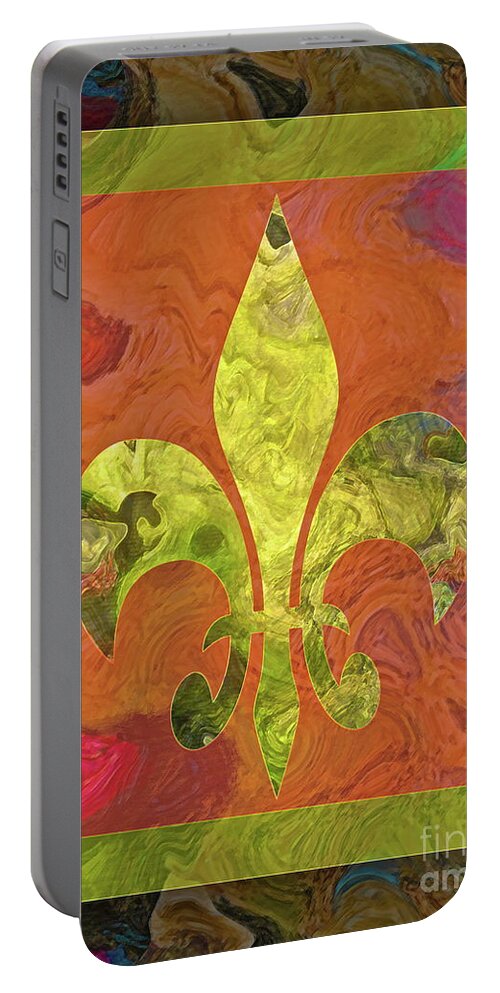 Fluer Portable Battery Charger featuring the digital art Fluer De Lis by Gwyn Newcombe