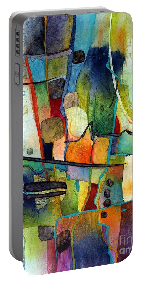 Abstract Portable Battery Charger featuring the painting Fluvial Mosaic by Hailey E Herrera
