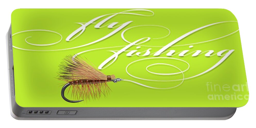 Fly Fishing Portable Battery Charger featuring the digital art Fly fishing elk hair caddis by Robert Corsetti