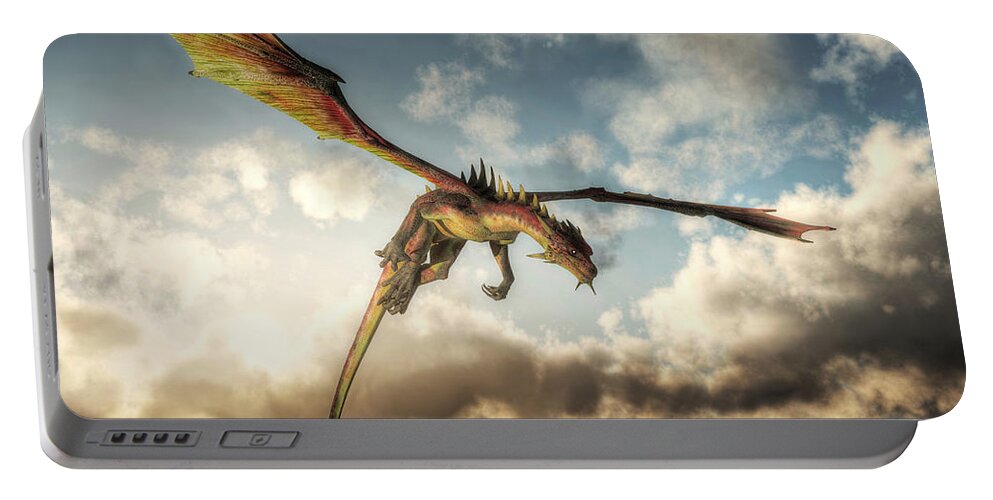 Flying Dragon Portable Battery Charger featuring the digital art Flying Dragon, Death From Above by Daniel Eskridge