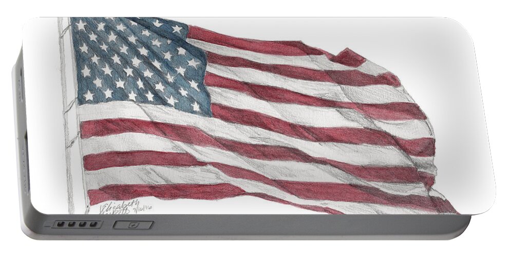 Flag Portable Battery Charger featuring the painting Flying Free by Betsy Hackett