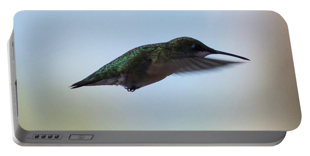 Humming Bird. Ruby Throated Humming Bird Portable Battery Charger featuring the photograph Flying Hummer by Hella Buchheim