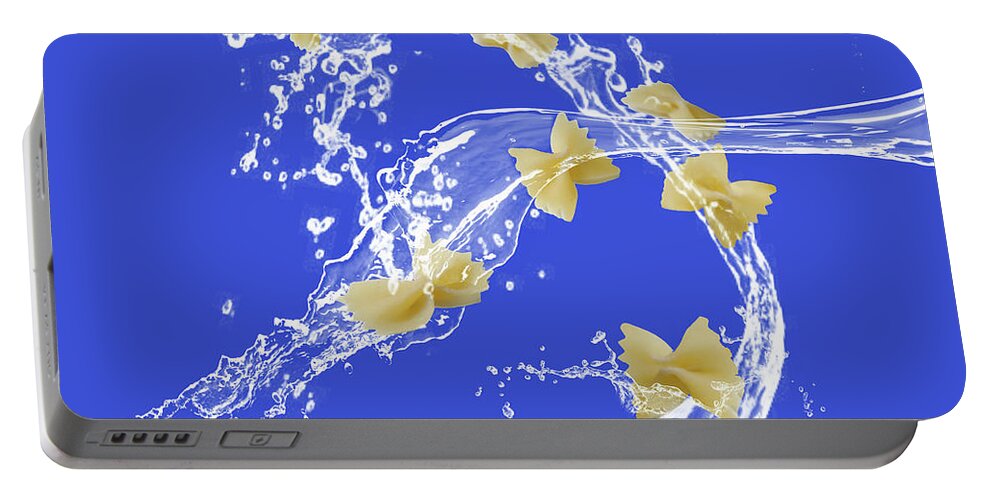 Noodles Portable Battery Charger featuring the photograph Flying Pasta by Christine Sponchia