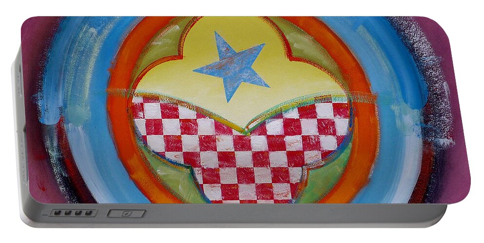 Logo Portable Battery Charger featuring the painting Flying Star by Charles Stuart