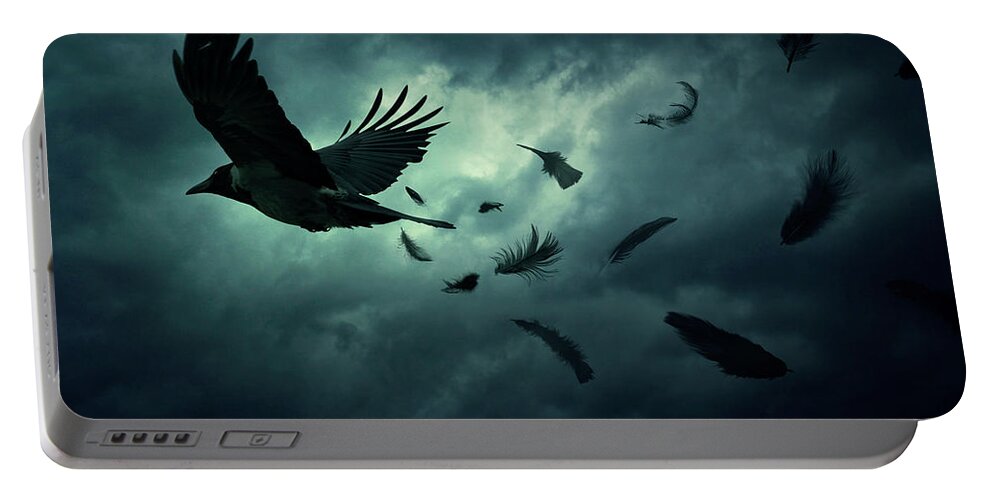 Bird Portable Battery Charger featuring the digital art Flying by Zoltan Toth