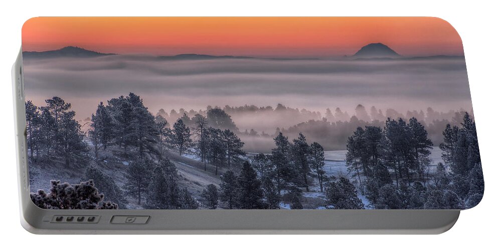 Fog Portable Battery Charger featuring the photograph Foggy Dawn by Fiskr Larsen