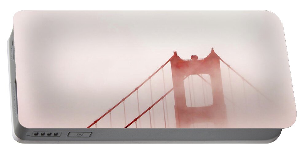 Foggy Portable Battery Charger featuring the photograph Foggy Golden Gate by Art Block Collections