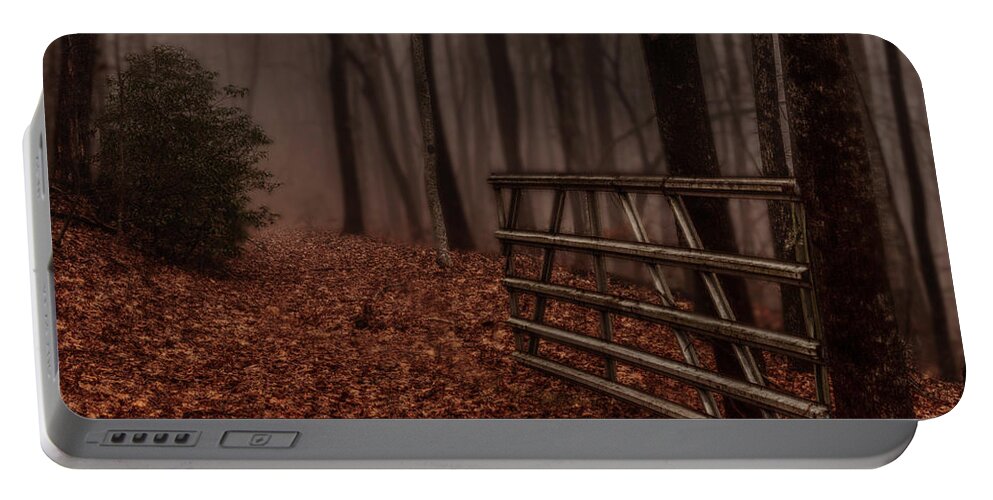 Fog Portable Battery Charger featuring the photograph Foggy Trail by Kevin Senter