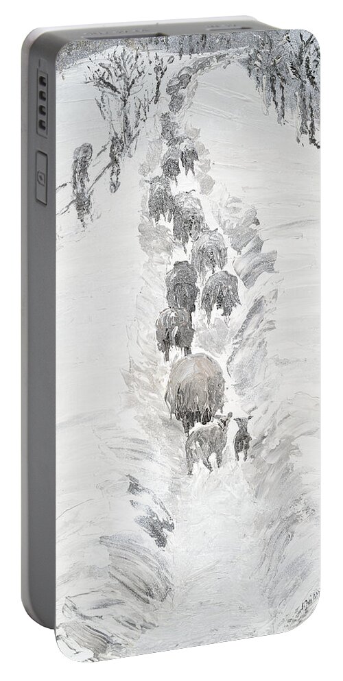 Flock Portable Battery Charger featuring the painting Follow the flock by Ovidiu Ervin Gruia