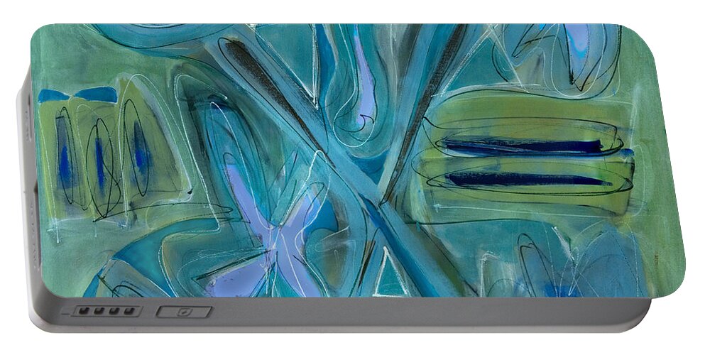 Abstract Portable Battery Charger featuring the painting Follow Your Bliss by Lynne Taetzsch