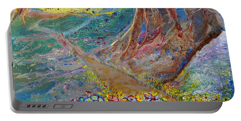Path Portable Battery Charger featuring the painting Follow Your Path by Deborah Nell
