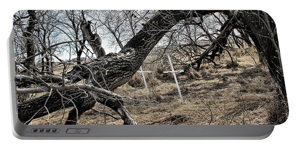 Haunted Portable Battery Charger featuring the photograph Fone Hill Cemetery by Ryan Crouse