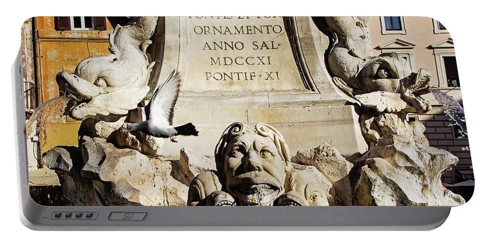 Fontana Del Pantheon Portable Battery Charger featuring the photograph Fontana del Pantheon - Rome Photography by Melanie Alexandra Price