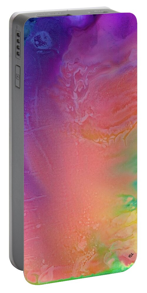 Alcohol Ink Portable Battery Charger featuring the painting Fools Rush In by Eli Tynan