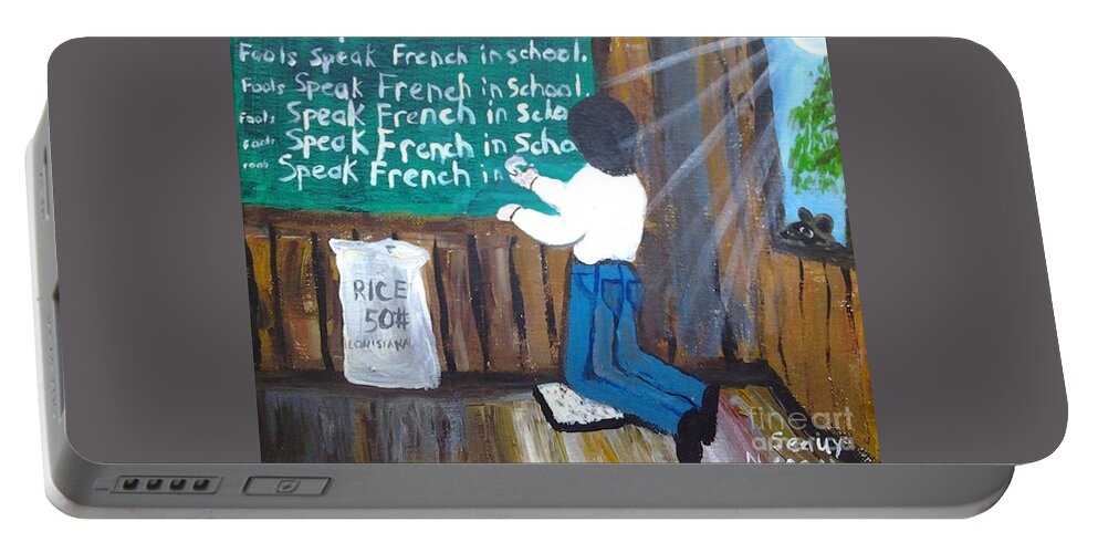 Fools Speak French In School Portable Battery Charger featuring the painting Fools Speak French In School by Seaux-N-Seau Soileau