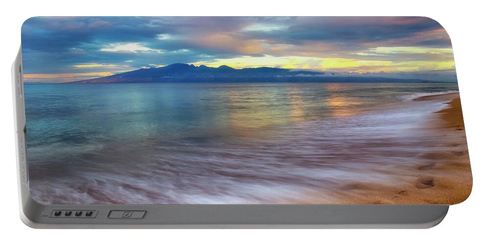 Beach Portable Battery Charger featuring the photograph Footprints in the Sand on Ka'anapali Beach by Christopher Johnson