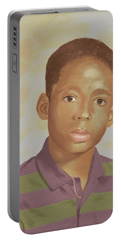 Portrait Portable Battery Charger featuring the digital art For My Brother by Mal-Z