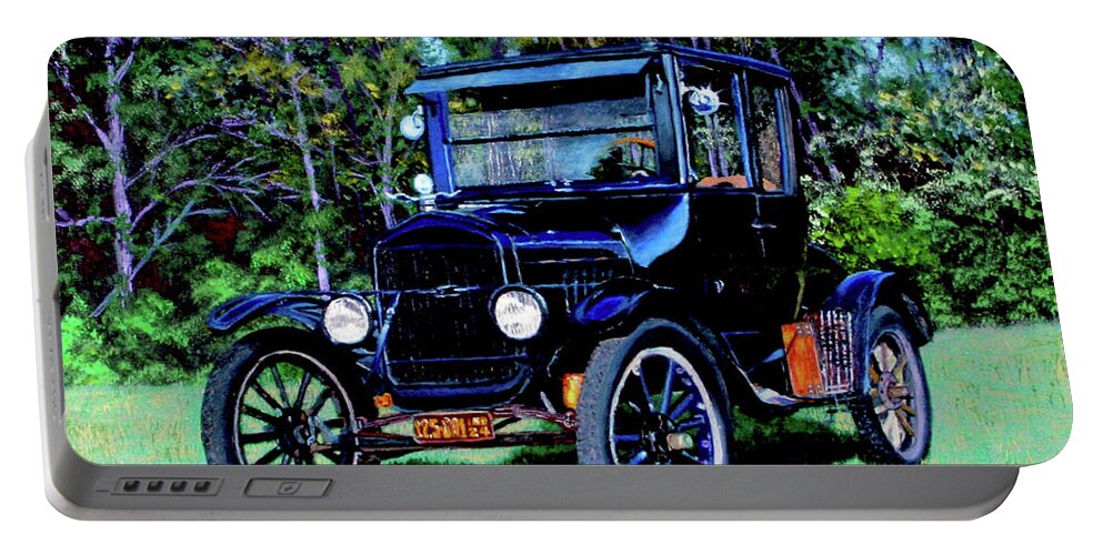 Ford Portable Battery Charger featuring the painting Ford Model T by Stan Hamilton