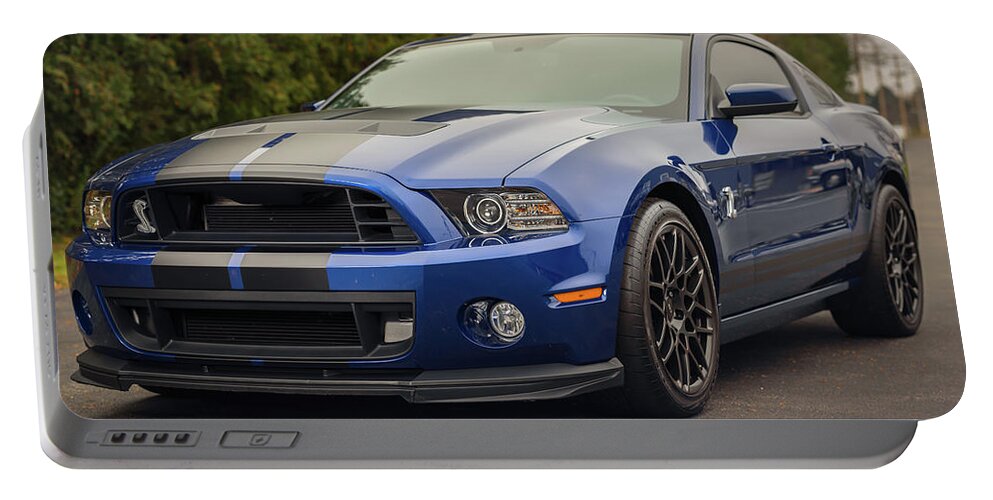 Mustang Portable Battery Charger featuring the photograph Ford Mustang Blue Side by James Meyer