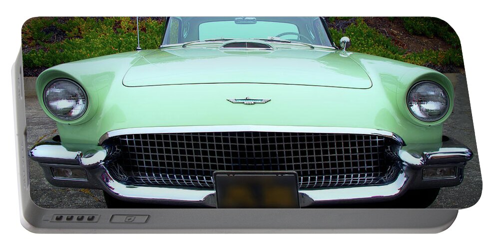 Ford Thunderbird Portable Battery Charger featuring the photograph Ford Thunderbird 1957 Mint Green by Ram Vasudev