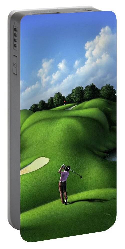 Golf Portable Battery Charger featuring the digital art Foreplay by Jerry LoFaro