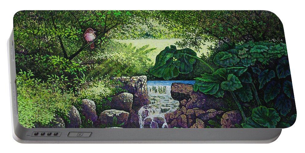 Brook Portable Battery Charger featuring the painting Forest Brook IV by Michael Frank