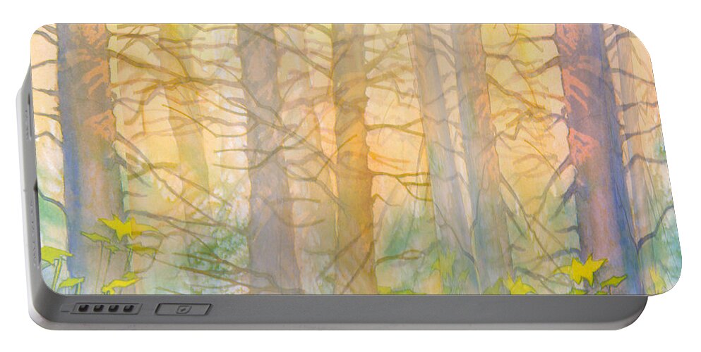 Teresa Ascone Portable Battery Charger featuring the painting Forest Curtain by Teresa Ascone