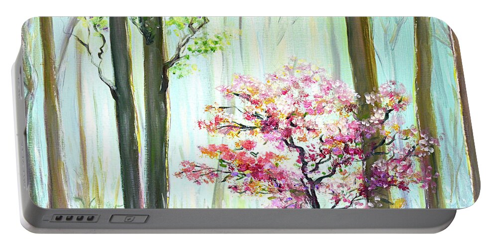Original Portable Battery Charger featuring the painting Forest Landscape by Gina De Gorna