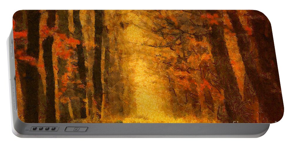Painting Portable Battery Charger featuring the painting Forest Leaves by Dimitar Hristov