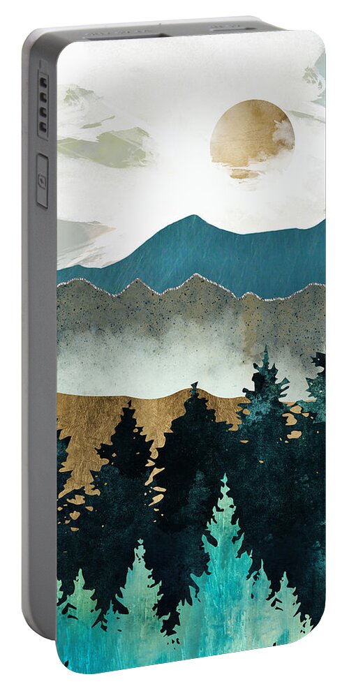 Forest Portable Battery Charger featuring the digital art Forest Mist by Spacefrog Designs