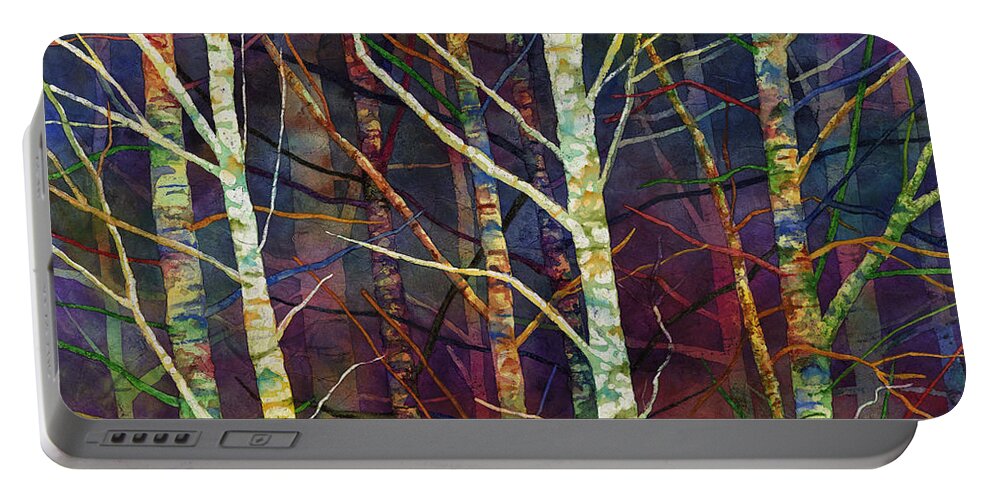 Birch Portable Battery Charger featuring the painting Forest Rhythm by Hailey E Herrera