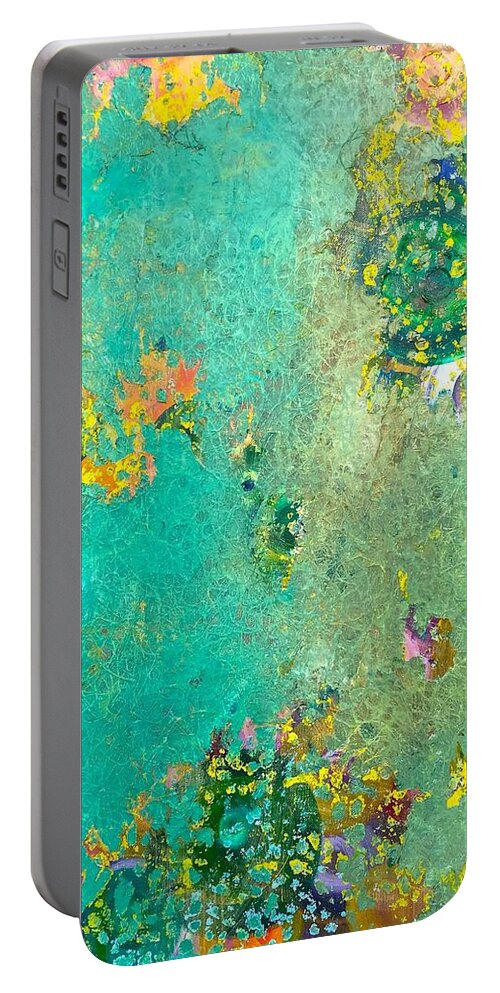 Abstract Portable Battery Charger featuring the painting Deep Forest by Wonju Hulse