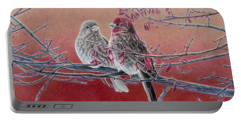 Birds Portable Battery Charger featuring the painting Forever Finch by Pamela Clements