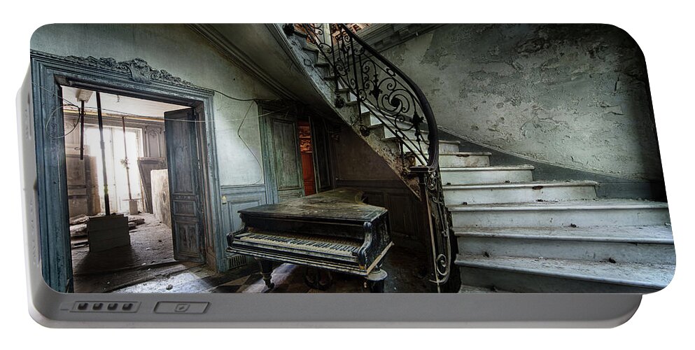 Abandoned Portable Battery Charger featuring the photograph The sound of decay - abandoned piano by Dirk Ercken
