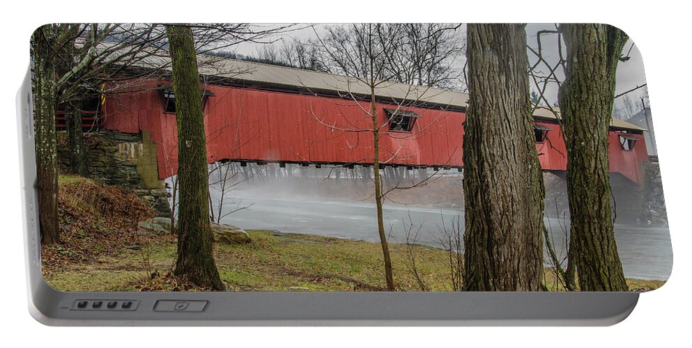 Bridge Portable Battery Charger featuring the photograph Forksville Covered Bridge by Jim Cook