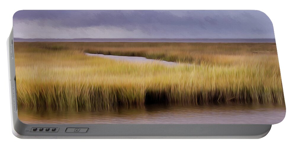 Digital Portable Battery Charger featuring the digital art Forsythe by the Sea by Dawn J Benko