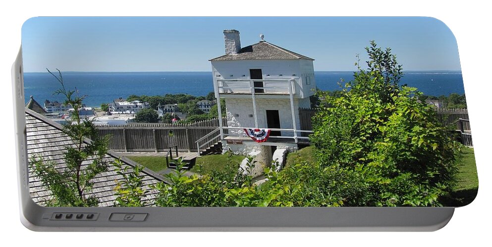 Fort Mackinac Portable Battery Charger featuring the photograph Fort Mackinac West Blockhouse by Keith Stokes