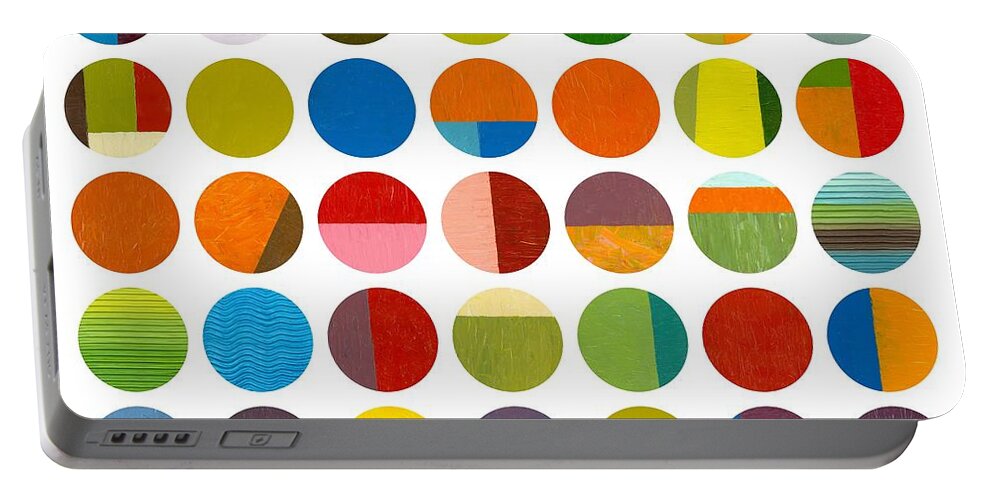 Colorful Portable Battery Charger featuring the painting Forty Nine Circles by Michelle Calkins