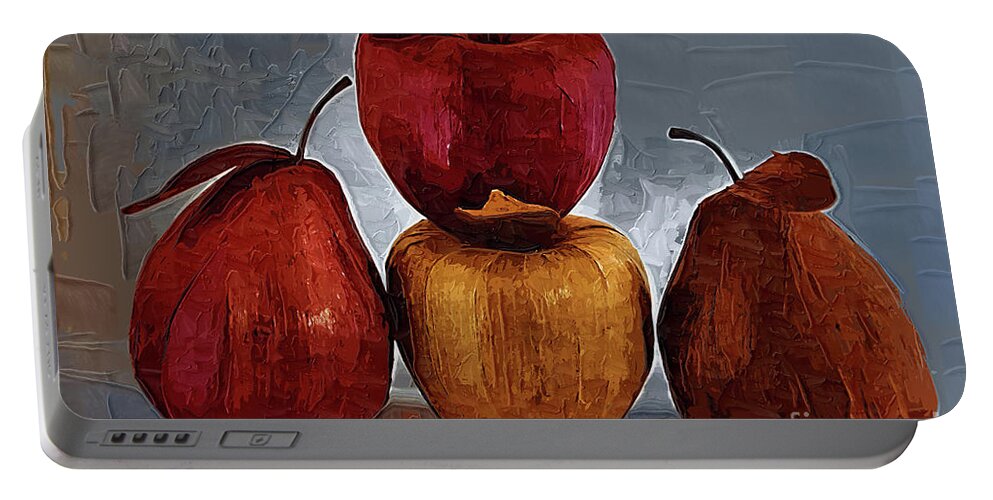 Still-life Portable Battery Charger featuring the digital art Four Fruits by Kirt Tisdale