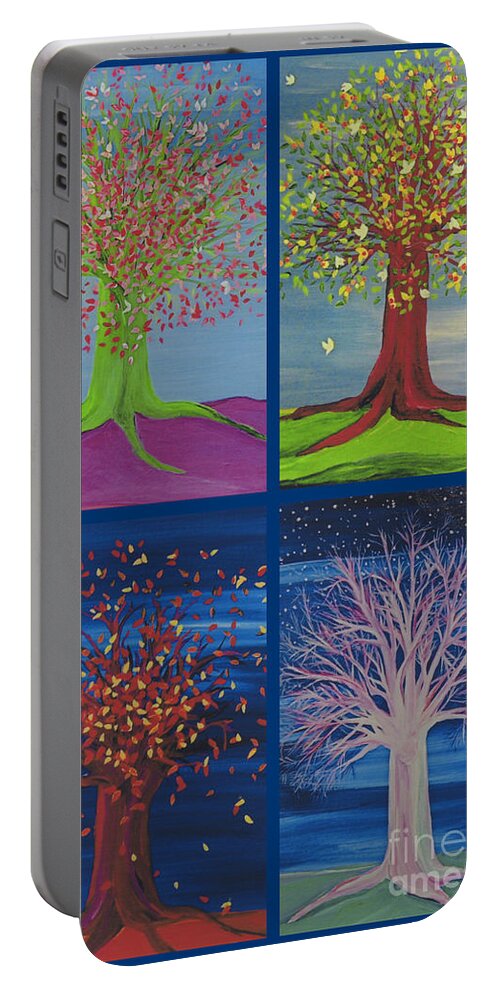 First Star Portable Battery Charger featuring the painting Four Seasons Trees by jrr by First Star Art