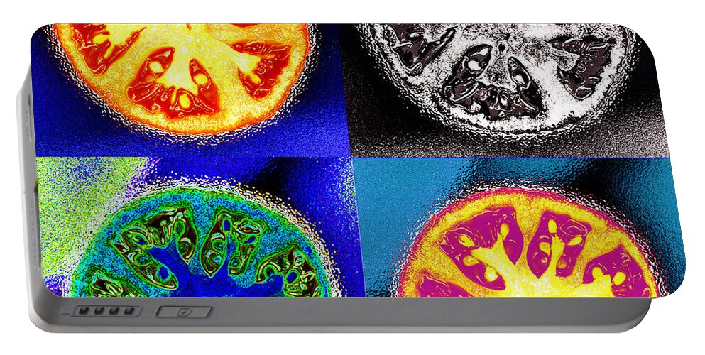 Tomatoes Portable Battery Charger featuring the photograph Four Tomatoes by Nancy Mueller