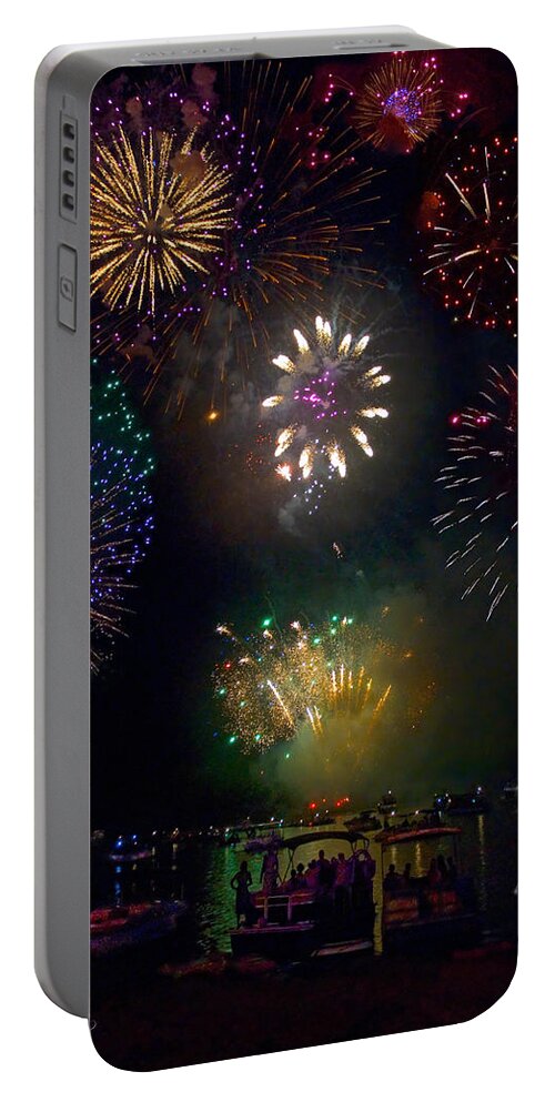 Fireworks Portable Battery Charger featuring the photograph Fourth of July Fireworks by Marie Hicks
