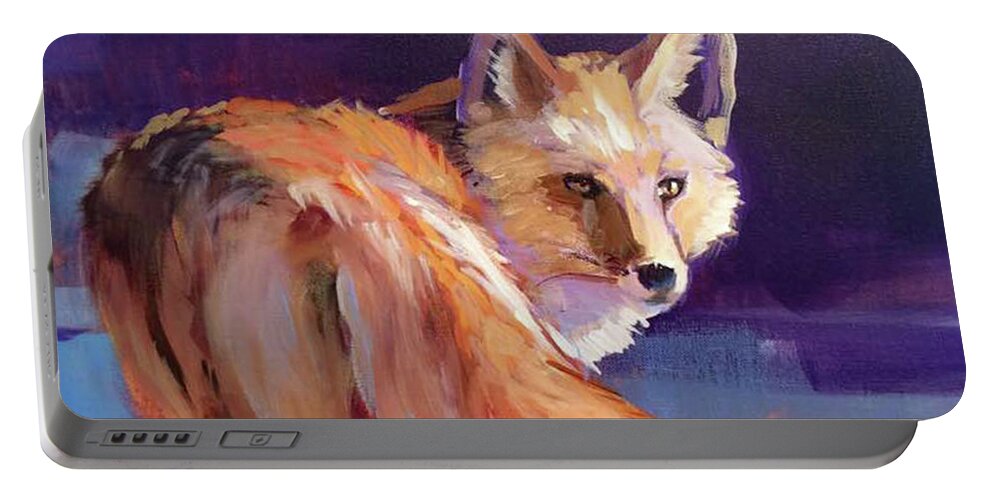 Acrylic Portable Battery Charger featuring the painting Fox 1 by Susan Bradbury