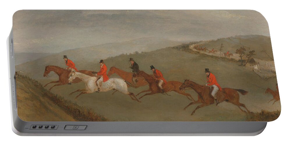 19th Century Art Portable Battery Charger featuring the painting Foxhunting - The Few Not Funkers by Richard Barrett Davis