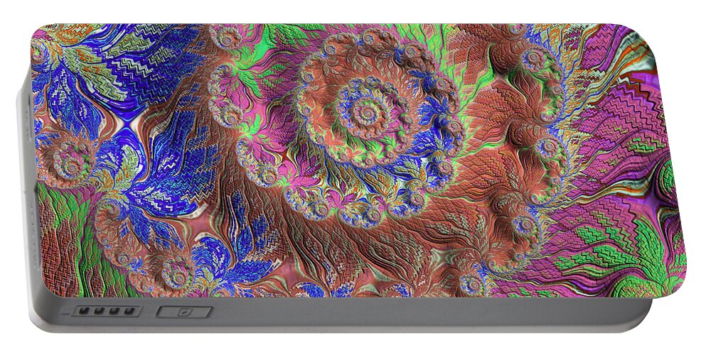 Fractals Portable Battery Charger featuring the digital art Fractal Garden by Bonnie Bruno