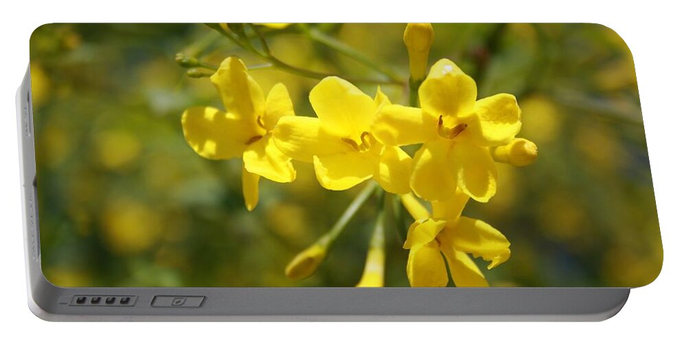 Carolina Portable Battery Charger featuring the photograph Fragrant Yellow Flowers Of Carolina Jasmine by Taiche Acrylic Art