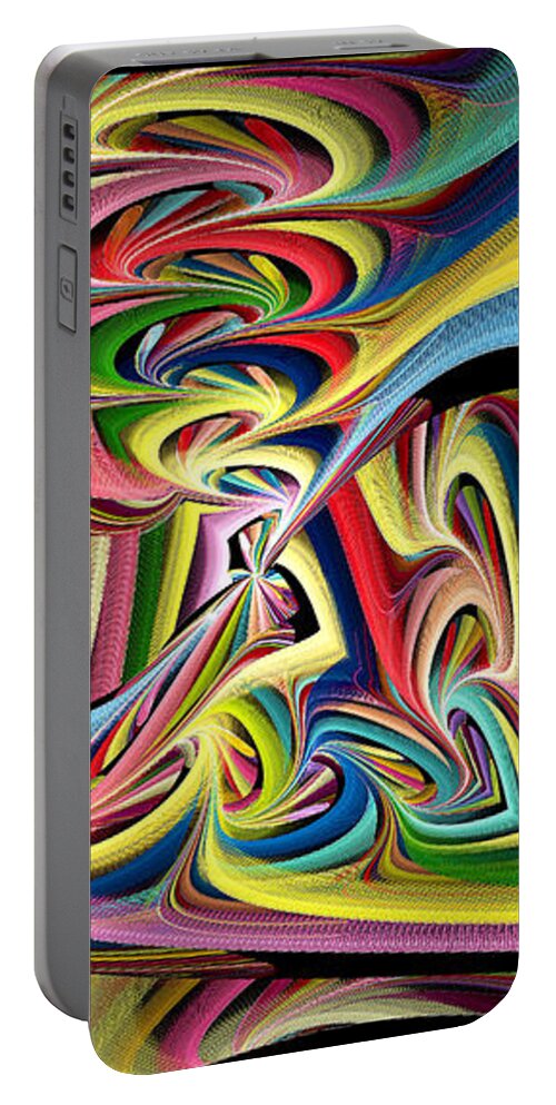 Abstract Portable Battery Charger featuring the digital art Framed Julian Disc by Peggi Wolfe