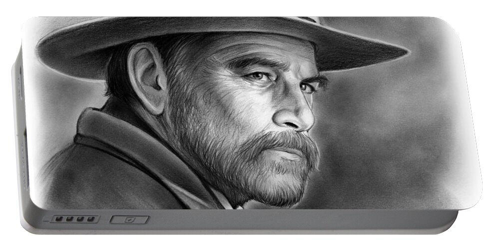 Franco Nero Portable Battery Charger featuring the drawing Franco Nero by Greg Joens