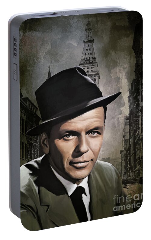Frank Portable Battery Charger featuring the painting Frank Sinatra by Andrzej Szczerski