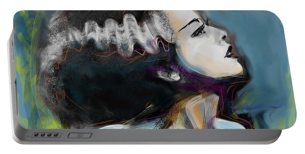 Bride Of Frankenstein Portable Battery Charger featuring the mixed media Frankie's Bride by Russell Pierce